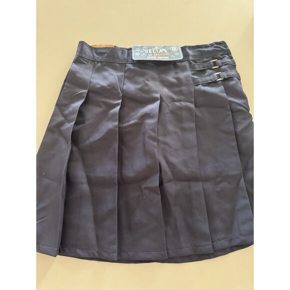 Girls' Adjustable Waist Pleated-Front skirt Two-Tab Scooter navy blue size 16 - Picture 9 of 16